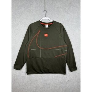 NIKE Dri-FIT Men's Long-Sleeve Fleece Top‎ Sequoia/Picante Red DQ6622-355 Sz L